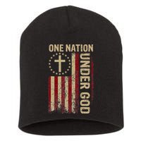 One Nation Under God Flag 4th Of July Patriotic Christian Short Acrylic Beanie