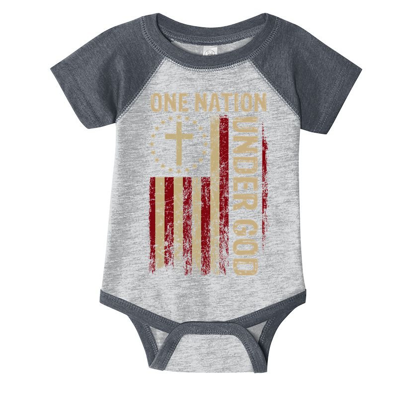 One Nation Under God Flag 4th Of July Patriotic Christian Infant Baby Jersey Bodysuit