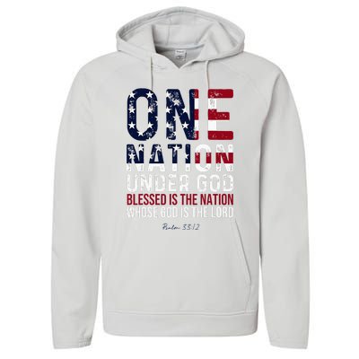 One Nation Under God Blessed Is The Nation Whose God Performance Fleece Hoodie