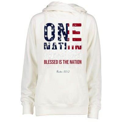 One Nation Under God Blessed Is The Nation Whose God Womens Funnel Neck Pullover Hood