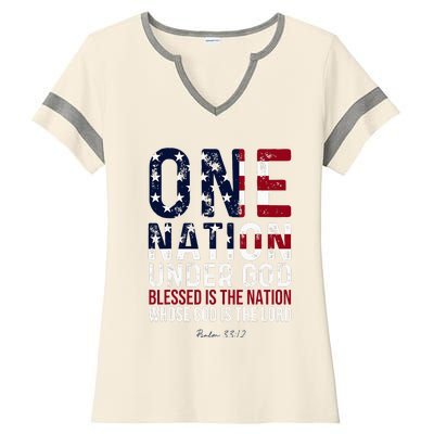 One Nation Under God Blessed Is The Nation Whose God Ladies Halftime Notch Neck Tee