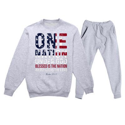 One Nation Under God Blessed Is The Nation Whose God Premium Crewneck Sweatsuit Set