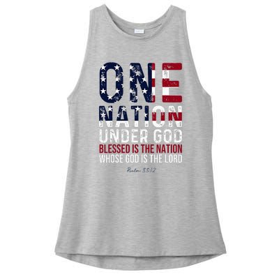 One Nation Under God Blessed Is The Nation Whose God Ladies PosiCharge Tri-Blend Wicking Tank