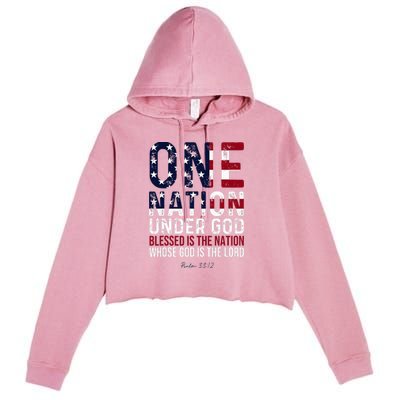 One Nation Under God Blessed Is The Nation Whose God Crop Fleece Hoodie