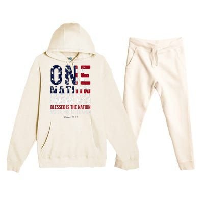 One Nation Under God Blessed Is The Nation Whose God Premium Hooded Sweatsuit Set