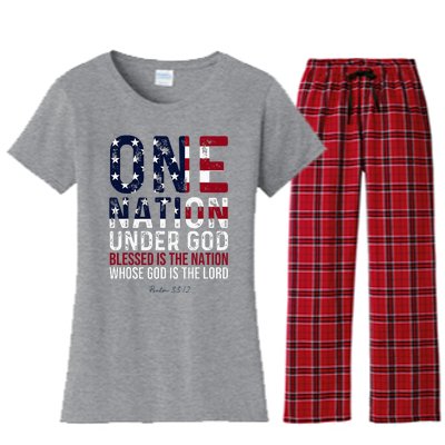 One Nation Under God Blessed Is The Nation Whose God Women's Flannel Pajama Set