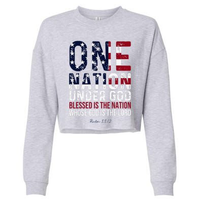 One Nation Under God Blessed Is The Nation Whose God Cropped Pullover Crew