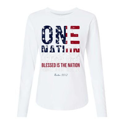 One Nation Under God Blessed Is The Nation Whose God Womens Cotton Relaxed Long Sleeve T-Shirt