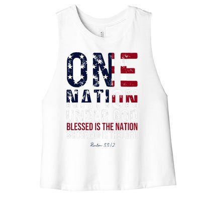 One Nation Under God Blessed Is The Nation Whose God Women's Racerback Cropped Tank