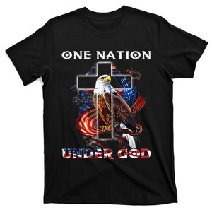 One Nation Under God Jesus USA Cross Bald Eagle 4th Of July T-Shirt