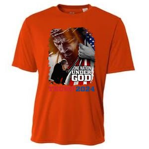 One Nation Under God President Trump 2024 America Christian Cooling Performance Crew T-Shirt