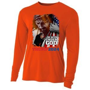 One Nation Under God President Trump 2024 America Christian Cooling Performance Long Sleeve Crew