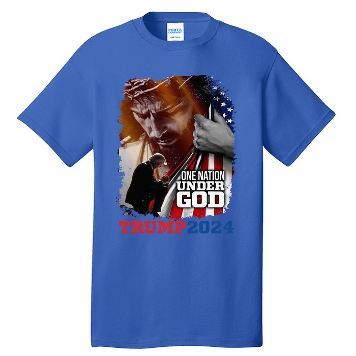 One Nation Under God President Trump 2024 America Christian Tall T-Shirt