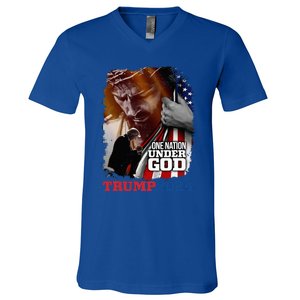 One Nation Under God President Trump 2024 America Christian V-Neck T-Shirt