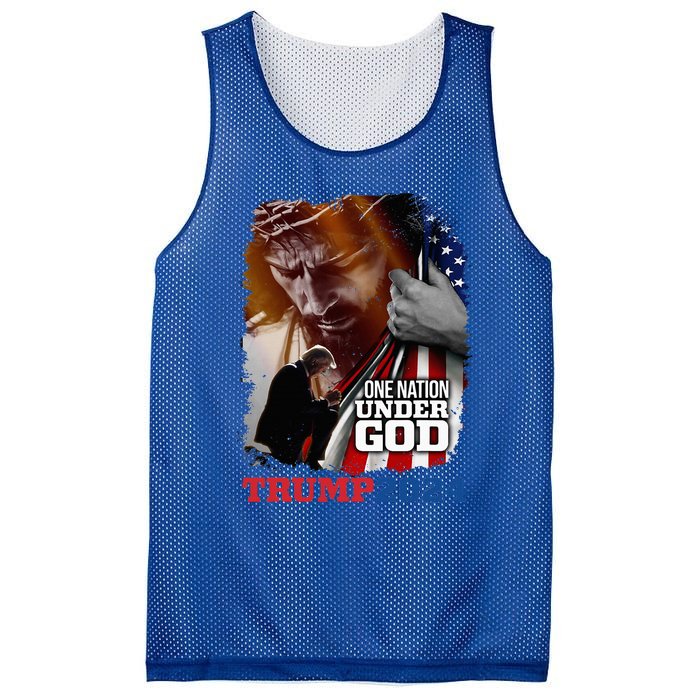 One Nation Under God President Trump 2024 America Christian Mesh Reversible Basketball Jersey Tank