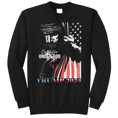 One Nation Under God Trump 2024 God American Flag Sweatshirt