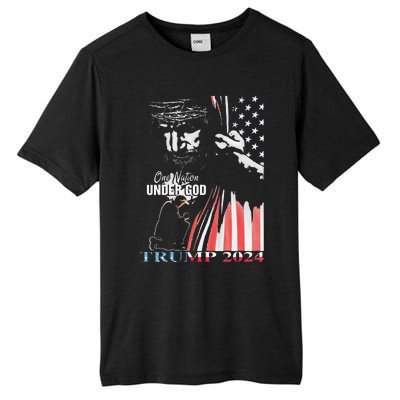 One Nation Under God Trump 2024 God American Flag Tall Fusion ChromaSoft Performance T-Shirt