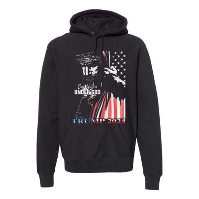 One Nation Under God Trump 2024 God American Flag Premium Hoodie