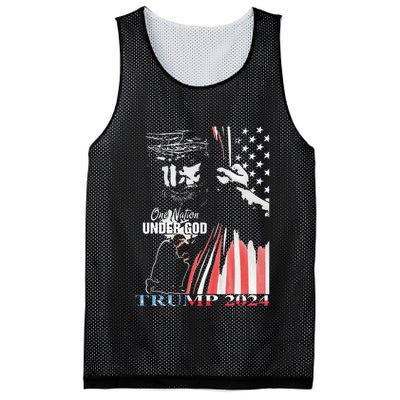 One Nation Under God Trump 2024 God American Flag Mesh Reversible Basketball Jersey Tank