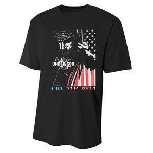 One Nation Under God Trump 2024 God American Flag Performance Sprint T-Shirt