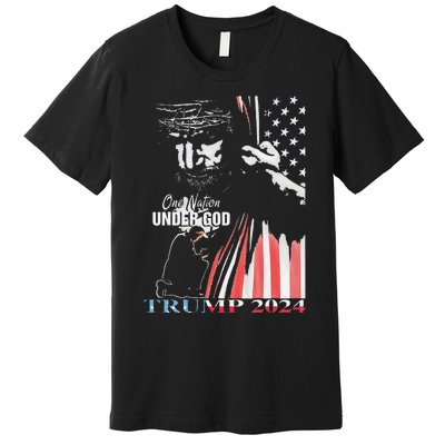 One Nation Under God Trump 2024 God American Flag Premium T-Shirt