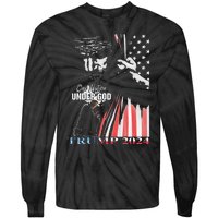 One Nation Under God Trump 2024 God American Flag Tie-Dye Long Sleeve Shirt