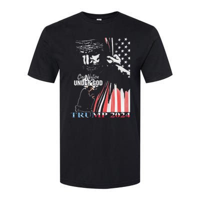 One Nation Under God Trump 2024 God American Flag Softstyle CVC T-Shirt