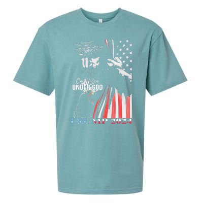 One Nation Under God Trump 2024 God American Flag Sueded Cloud Jersey T-Shirt