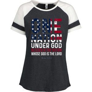 One Nation Under God Blessed Is The Nation Whose God Enza Ladies Jersey Colorblock Tee