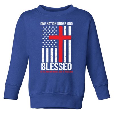 One Nation Under God Blessed Country American Flag Cool Gift Toddler Sweatshirt