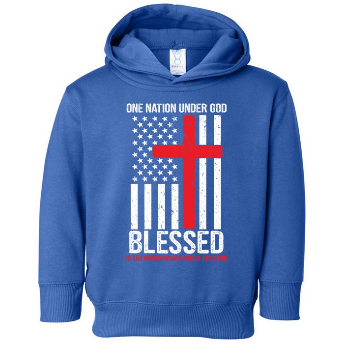 One Nation Under God Blessed Country American Flag Cool Gift Toddler Hoodie