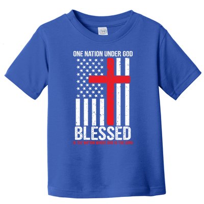 One Nation Under God Blessed Country American Flag Cool Gift Toddler T-Shirt