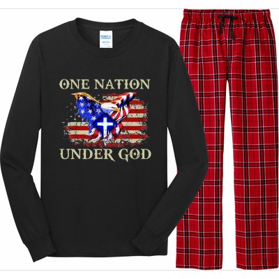 One Nation Under God Patriotic Usa Christian Long Sleeve Pajama Set