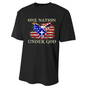 One Nation Under God Patriotic Usa Christian Performance Sprint T-Shirt