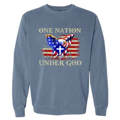 One Nation Under God Patriotic Usa Christian Garment-Dyed Sweatshirt