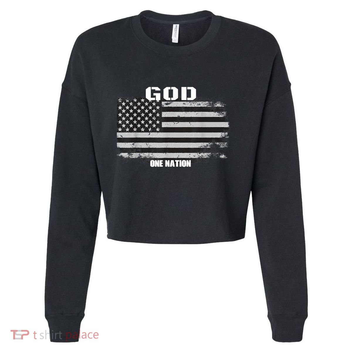 One Nation Under God Cropped Pullover Crew