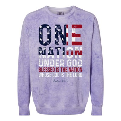 One Nation Under God Blessed Is The Nation Whose God Colorblast Crewneck Sweatshirt