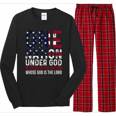 One Nation Under God Blessed Is The Nation Whose God Long Sleeve Pajama Set