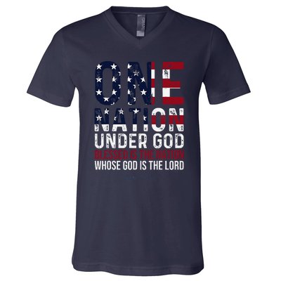 One Nation Under God Blessed Is The Nation Whose God V-Neck T-Shirt