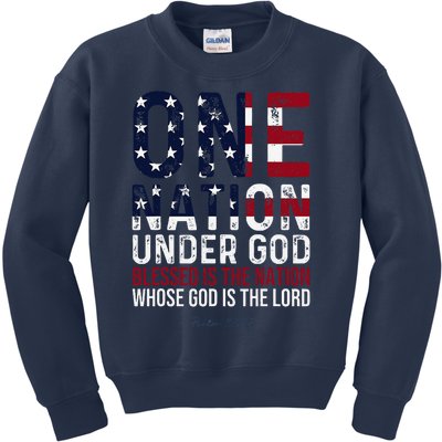 One Nation Under God Blessed Is The Nation Whose God Kids Sweatshirt