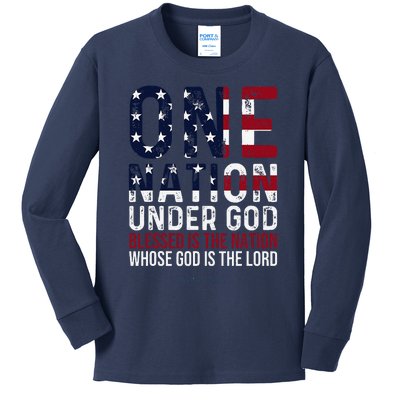 One Nation Under God Blessed Is The Nation Whose God Kids Long Sleeve Shirt