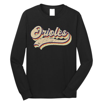 Orioles Name Vintage Retro Baseball Lovers Baseball Fans Long Sleeve Shirt