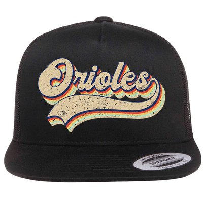 Orioles Name Vintage Retro Baseball Lovers Baseball Fans Flat Bill Trucker Hat