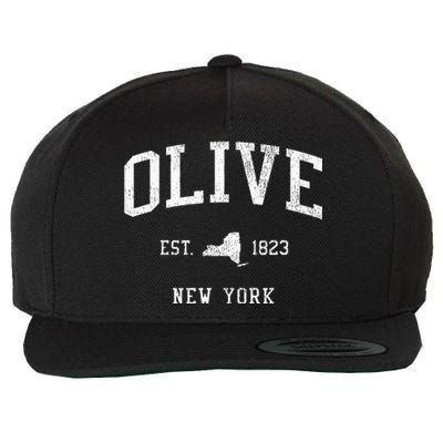 Olive Ny Vintage Athletic Sports Wool Snapback Cap