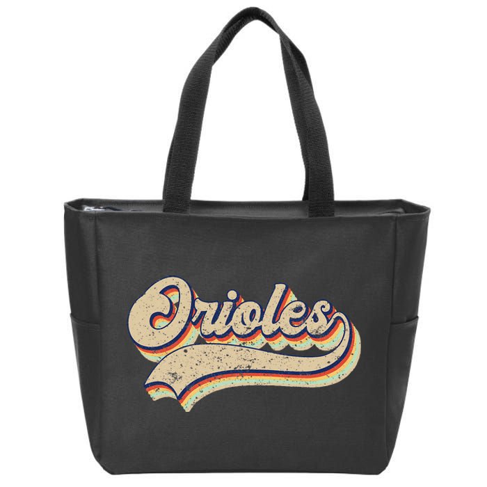 Orioles Name Vintage Retro Baseball Lovers Baseball Fans Zip Tote Bag