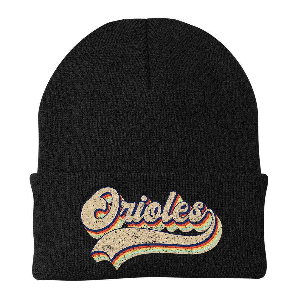 Orioles Name Vintage Retro Baseball Lovers Baseball Beanie
