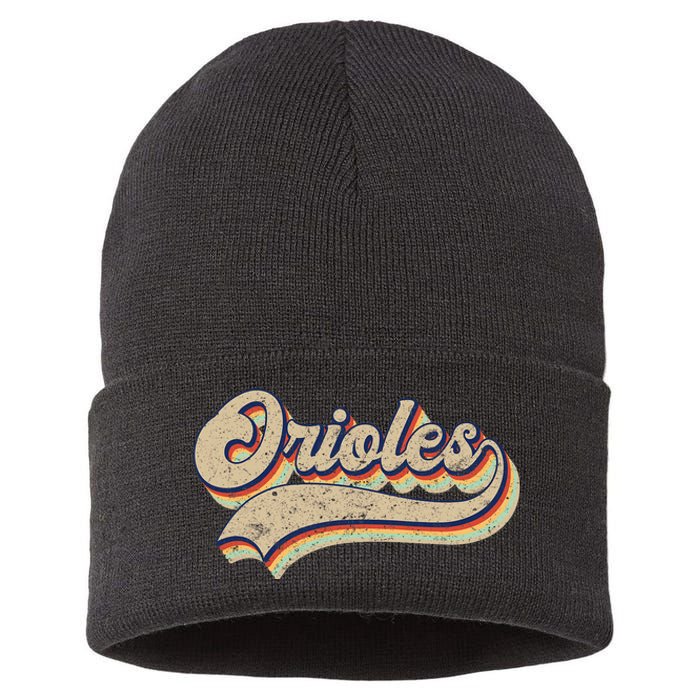 Orioles Name Vintage Retro Baseball Lovers Baseball Sustainable Knit Beanie