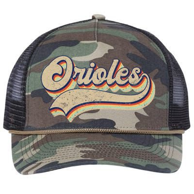 Orioles Name Vintage Retro Baseball Lovers Baseball Retro Rope Trucker Hat Cap