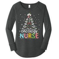 Oncology Nurse Xmas Tree Funny Nursing Christmas Pattern Women's Perfect Tri Tunic Long Sleeve Shirt