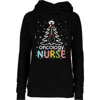 Oncology Nurse Xmas Tree Funny Nursing Christmas Pattern Womens Funnel Neck Pullover Hood